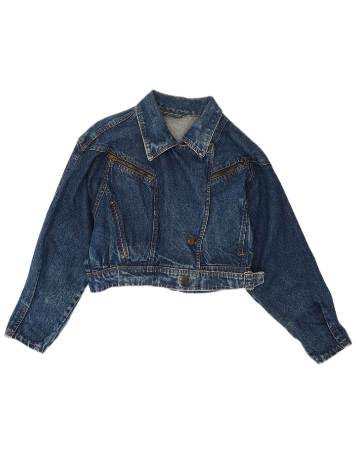 Rifle Womens Crop Denim Jacket UK 14 Medium Blue Cotton