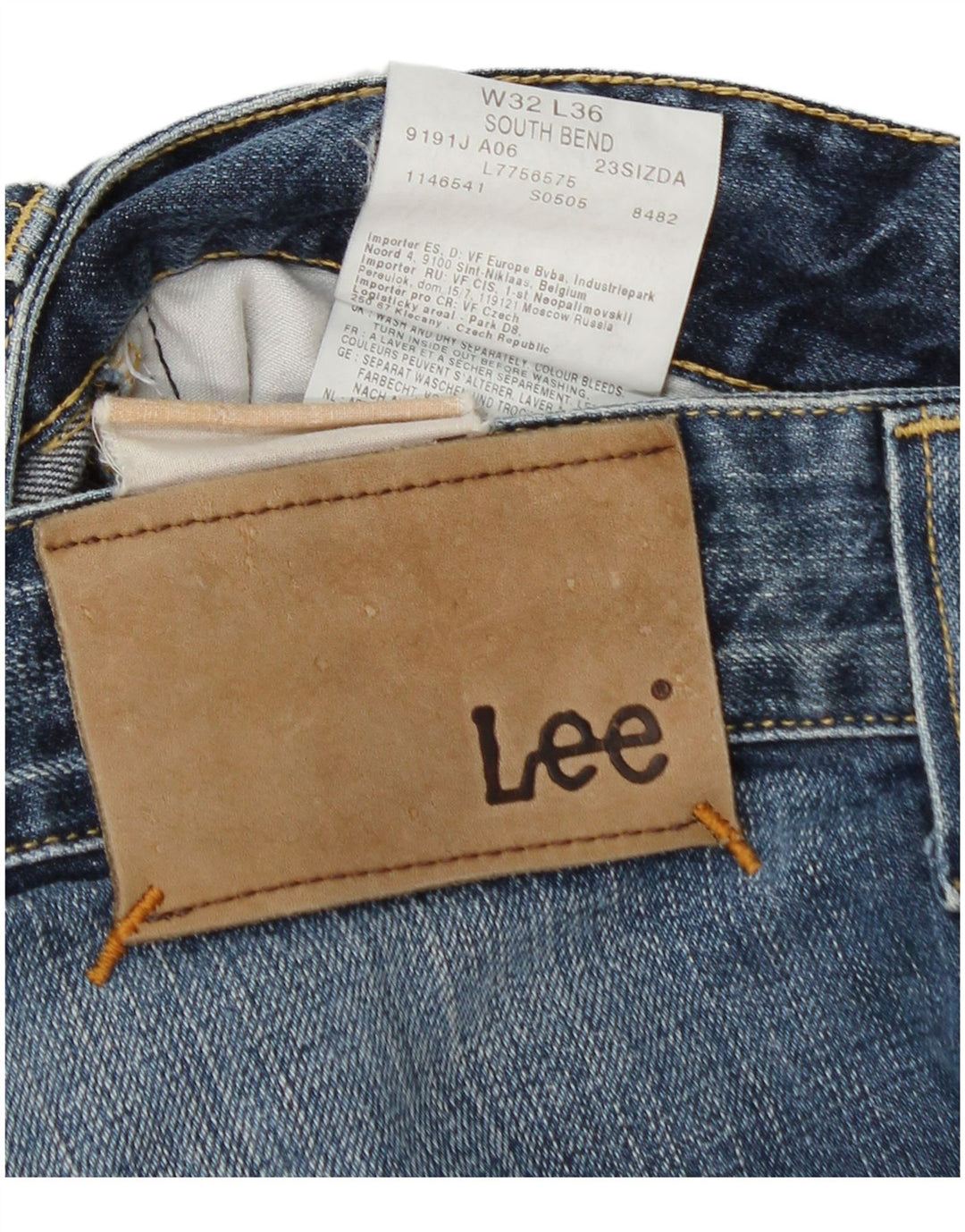 Lee Mens Straight Jeans W32 L36 Blue Cotton