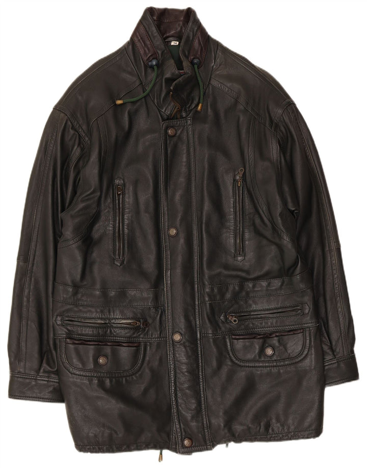 Shelter Bay Mens Leather Coat UK 38 Medium Black