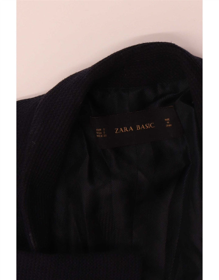Zara Womens Oversized 3/4 Sleeve Open Blazer Jacket UK 10 Small Navy Blue