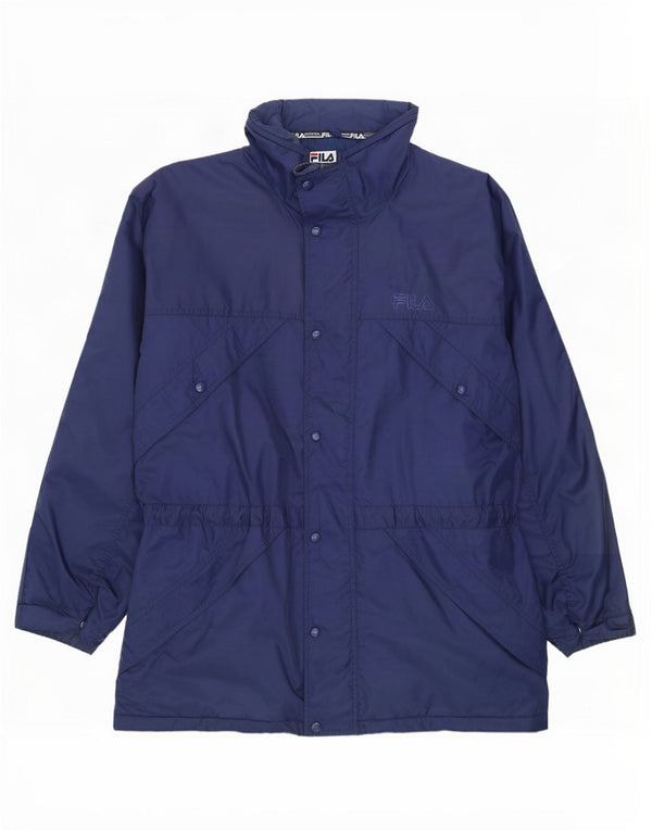 Fila Mens Hooded Windbreaker Jacket UK 40 Large Navy Blue Nylon