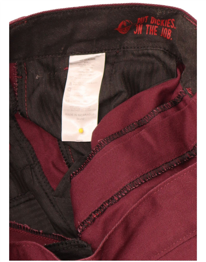 Dickies Mens Straight Chino Trousers W34 L32 Burgundy Polyester