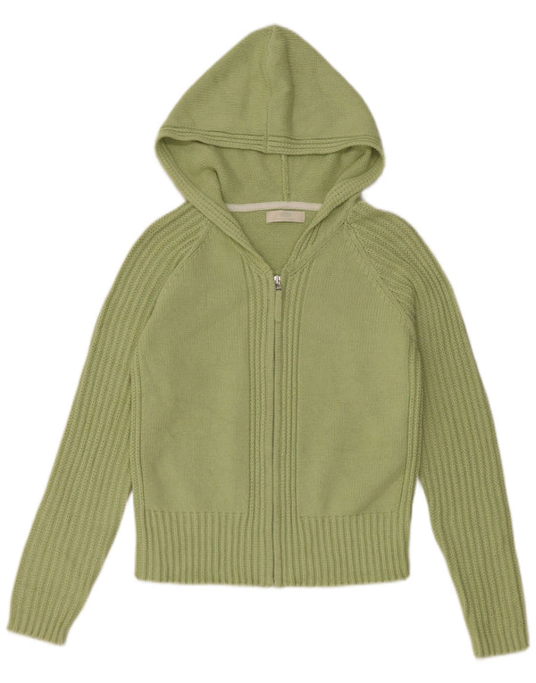 Marks & Spencer Womens Crop Hooded Cardigan Sweater UK 12 Medium Green