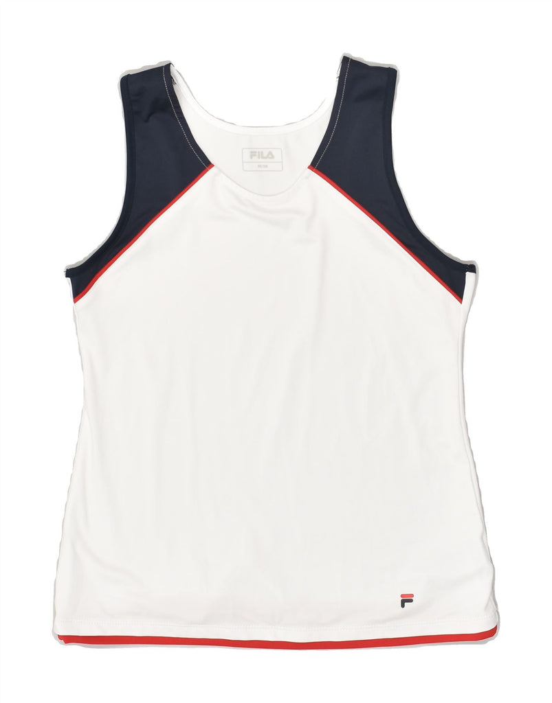 FILA Womens Vest Top EU 38 Medium White Colourblock Polyester | Vintage Fila | Thrift | Second-Hand Fila | Used Clothing | Messina Hembry 