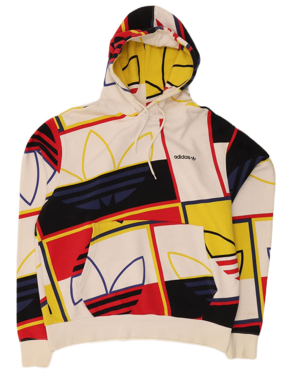 Adidas Mens Graphic Hoodie Jumper Large Multicoloured Colourblock Cotton