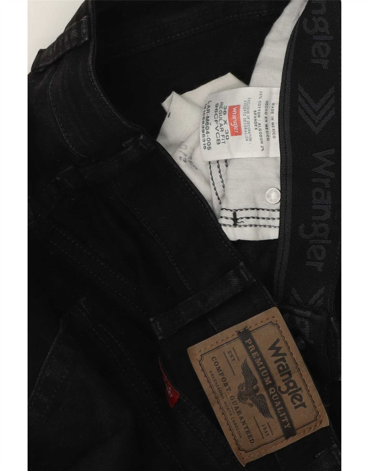 Wrangler Mens Regular Fit Straight Jeans W36 L30 Black Cotton