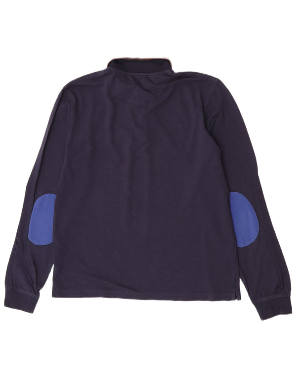 Sun68 Mens Long Sleeve Polo Shirt Large Navy Blue Cotton