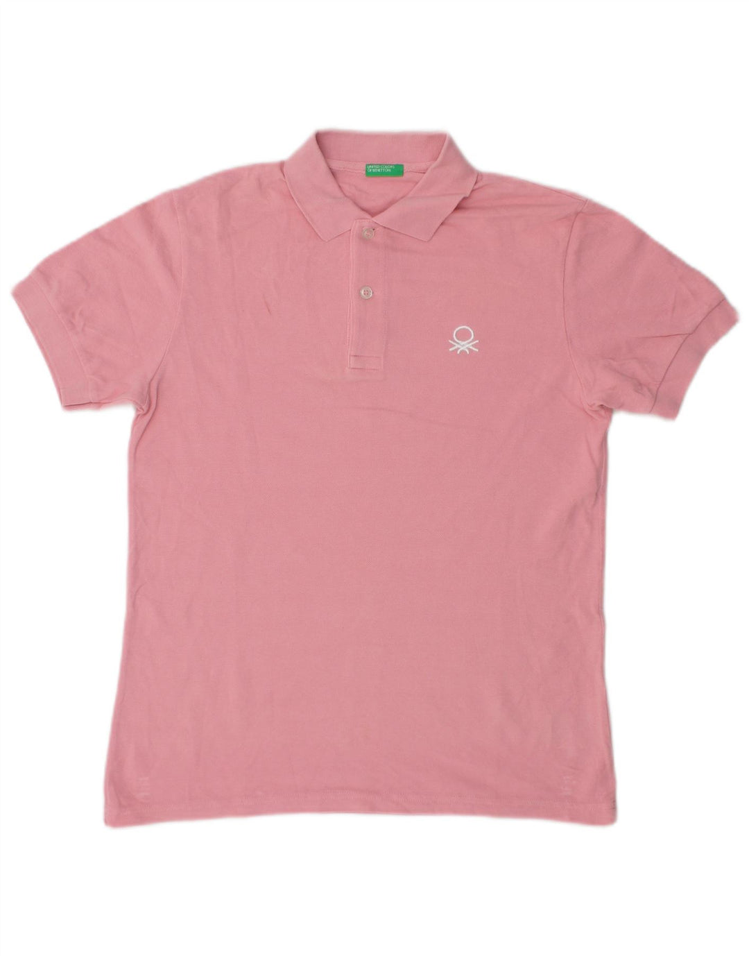 Benetton Boys Polo Shirt 11-12 Years 2XL Pink Cotton