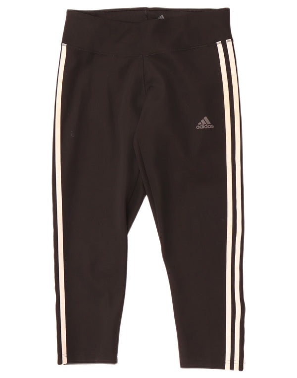 Adidas Womens Capri Leggings UK 8/10 Small Black Polyester Sports