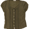 North Sails Womens Short Sleeve Shirt Blouse UK 14 Medium Khaki Cotton