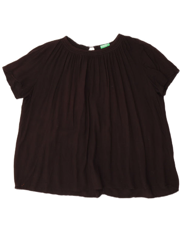 Benetton Womens Oversized Blouse Top UK 16 Large Black Viscose
