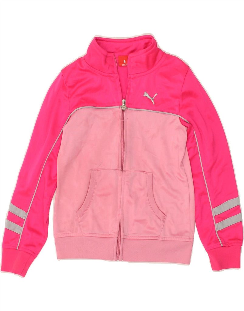 PUMA Girls Tracksuit Top Jacket 5-6 Years Pink Colourblock Polyester | Vintage Puma | Thrift | Second-Hand Puma | Used Clothing | Messina Hembry 