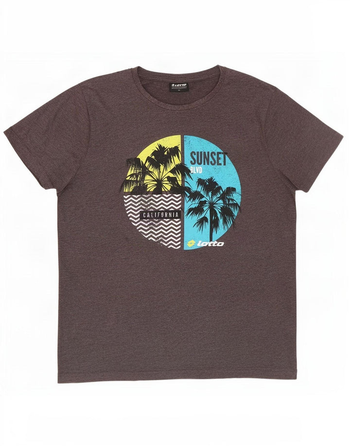 Lotto Mens Graphic T-Shirt Top Medium Grey Cotton