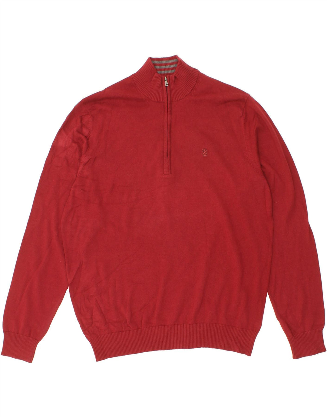 IZOD Mens Zip Neck Jumper Sweater Large Burgundy Cotton Vintage Izod and Second-Hand Izod from Messina Hembry 