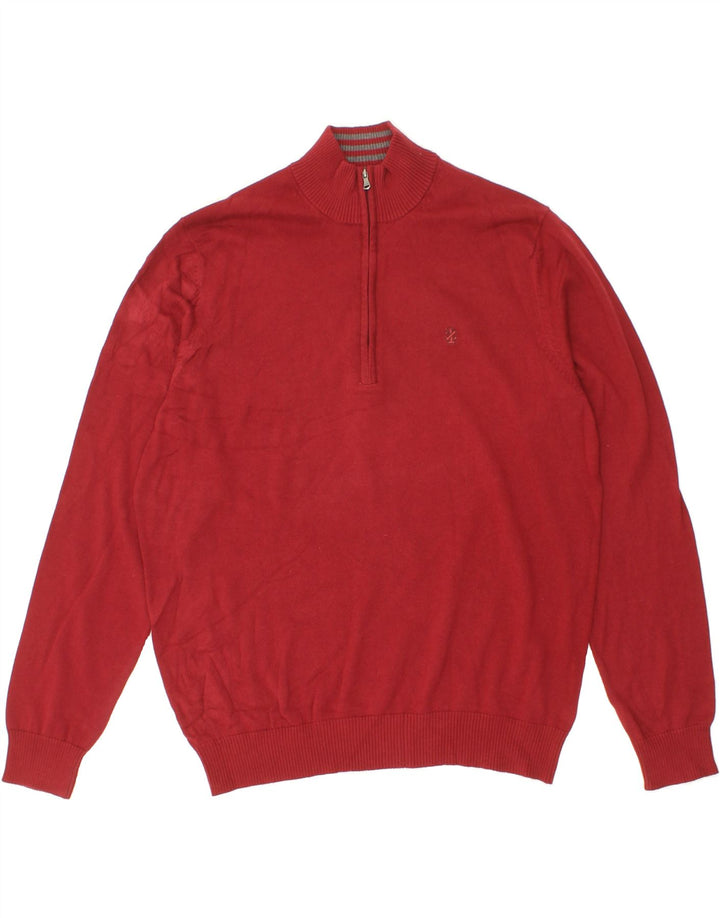 IZOD Mens Zip Neck Jumper Sweater Large Burgundy Cotton Vintage Izod and Second-Hand Izod from Messina Hembry 
