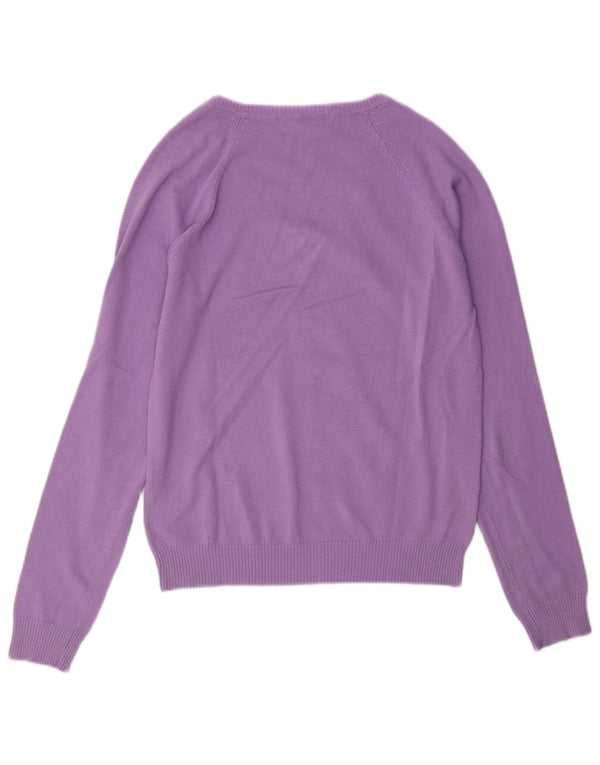 Zara Womens V-Neck Jumper Sweater UK 14 Large Purple Cotton