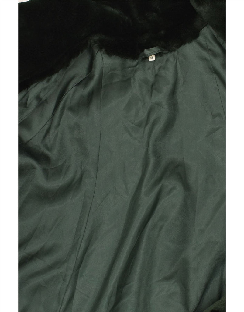 VINTAGE Womens 3/4 Sleeve Faux Fur Coat UK 14 Medium Green Acrylic | Vintage Vintage | Thrift | Second-Hand Vintage | Used Clothing | Messina Hembry 