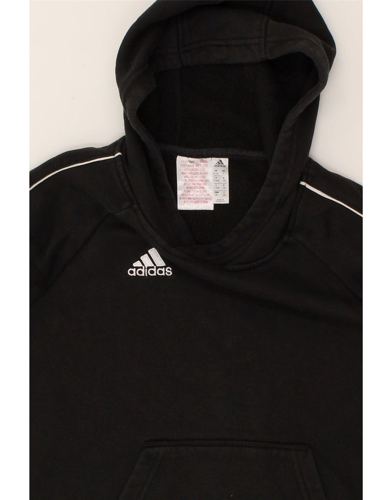 ADIDAS Boys Hoodie Jumper 9-10 Years Black Cotton | Vintage Adidas | Thrift | Second-Hand Adidas | Used Clothing | Messina Hembry 