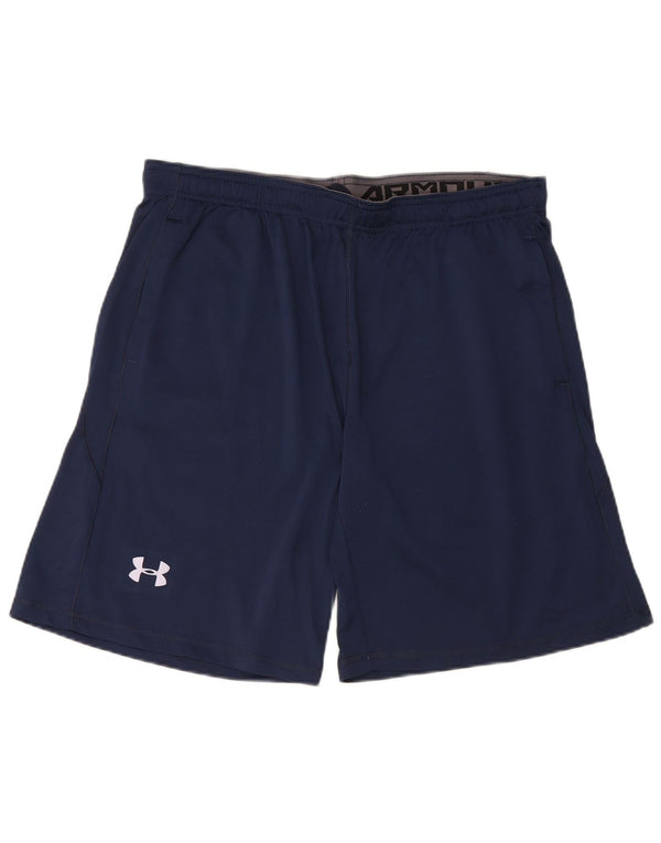 Under Armour Mens Heat Gear Sport Shorts Large  Navy Blue Polyester