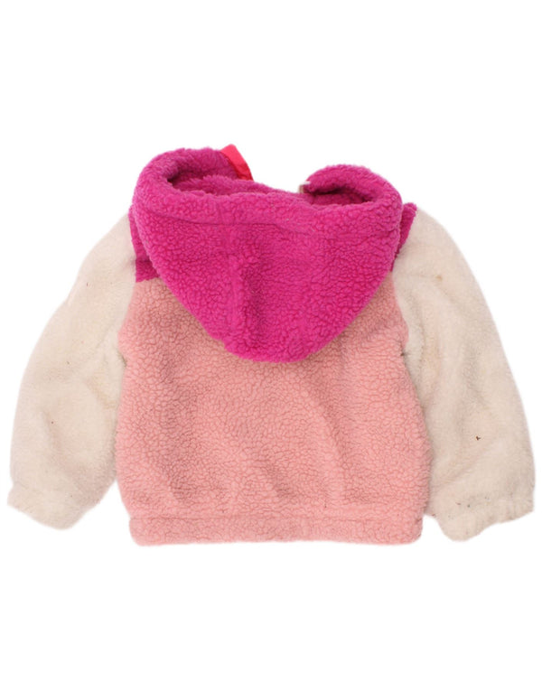 Dkny Baby Girls Hooded Fleece Gilet 18-24 Months Pink Colourblock Polyester