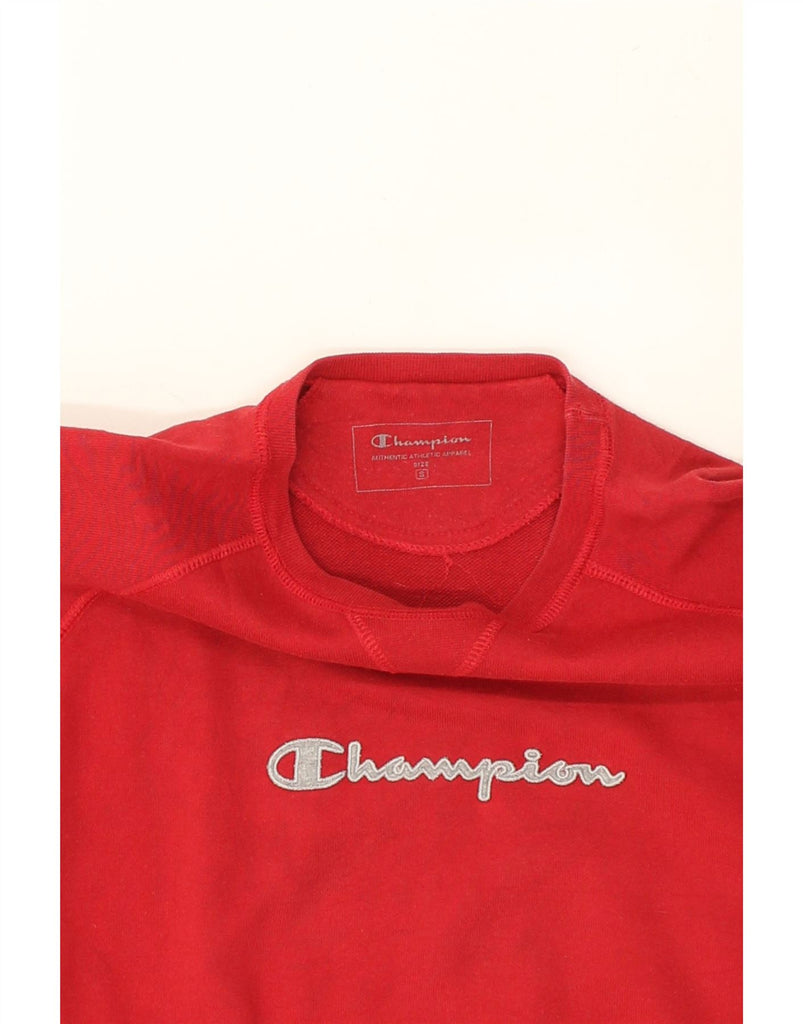 CHAMPION Womens Graphic Sweatshirt Jumper UK 10 Small Red Cotton | Vintage Champion | Thrift | Second-Hand Champion | Used Clothing | Messina Hembry 