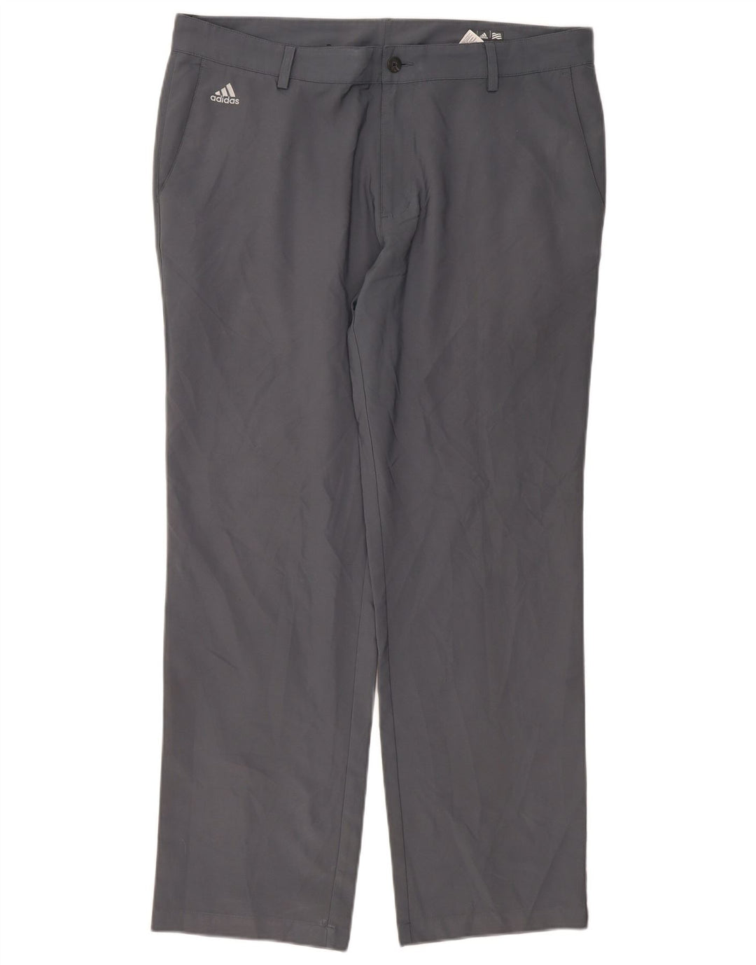 Adidas Mens Climalite Straight Chino Trousers W38 L32 Grey Polyester