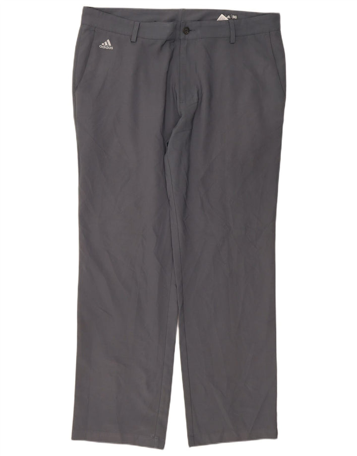 Adidas Mens Climalite Straight Chino Trousers W38 L32 Grey Polyester