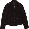 JASPER CONRAN Womens 2 Button Blazer Jacket UK 12 Medium Black Polyester Vintage Jasper Conran and Second-Hand Jasper Conran from Messina Hembry 