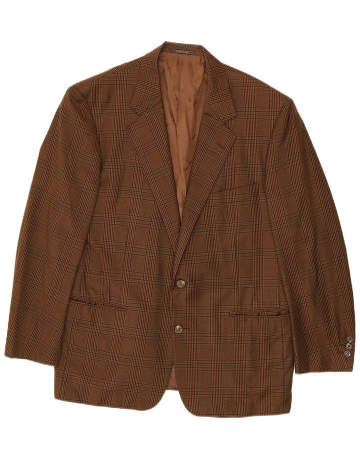Trussardi Mens 2 Button Blazer Jacket IT 52 XL Brown Houndstooth