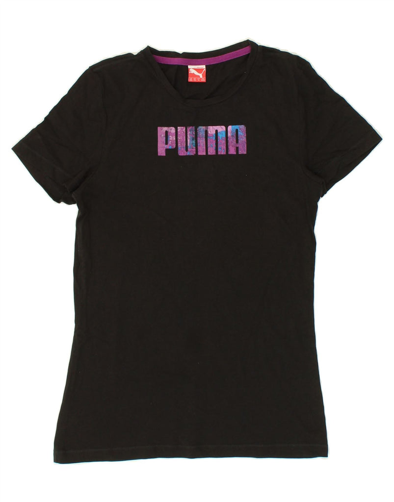 PUMA Mens Graphic T-Shirt Top Small Black | Vintage Puma | Thrift | Second-Hand Puma | Used Clothing | Messina Hembry 