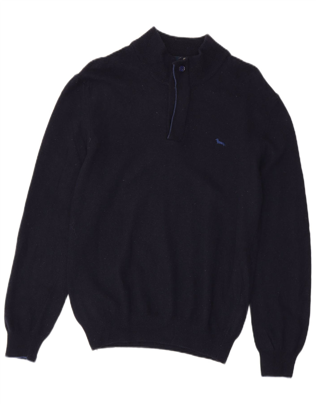 Harmont & Blaine Womens Zip Neck Jumper Sweater UK 12 Medium Navy Blue Wool