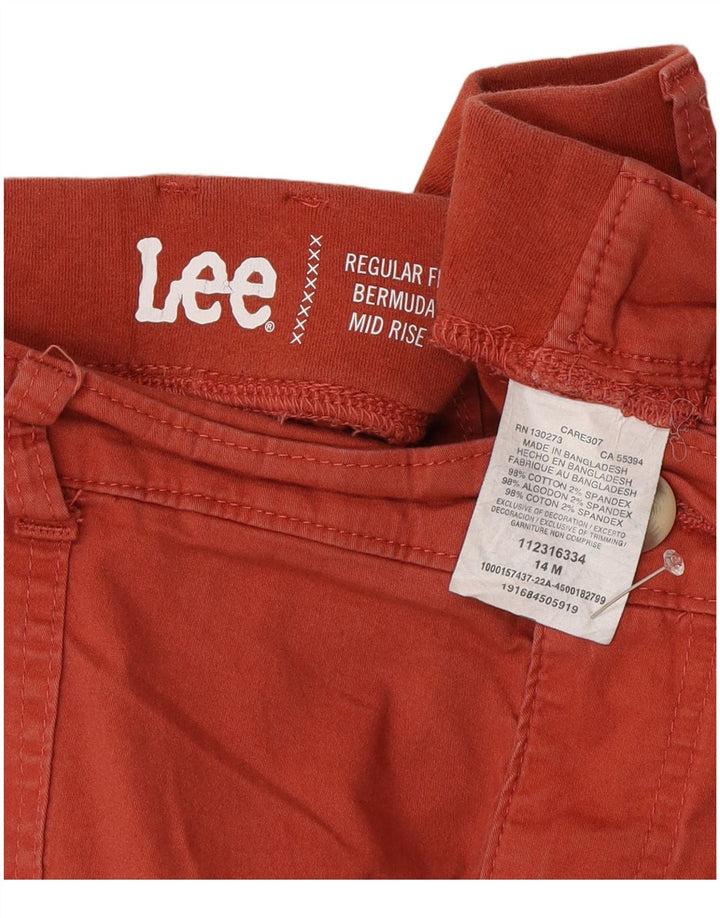 Lee Womens Regular Mid Rise Bermuda Shorts UA 14 XL W32 Orange Cotton
