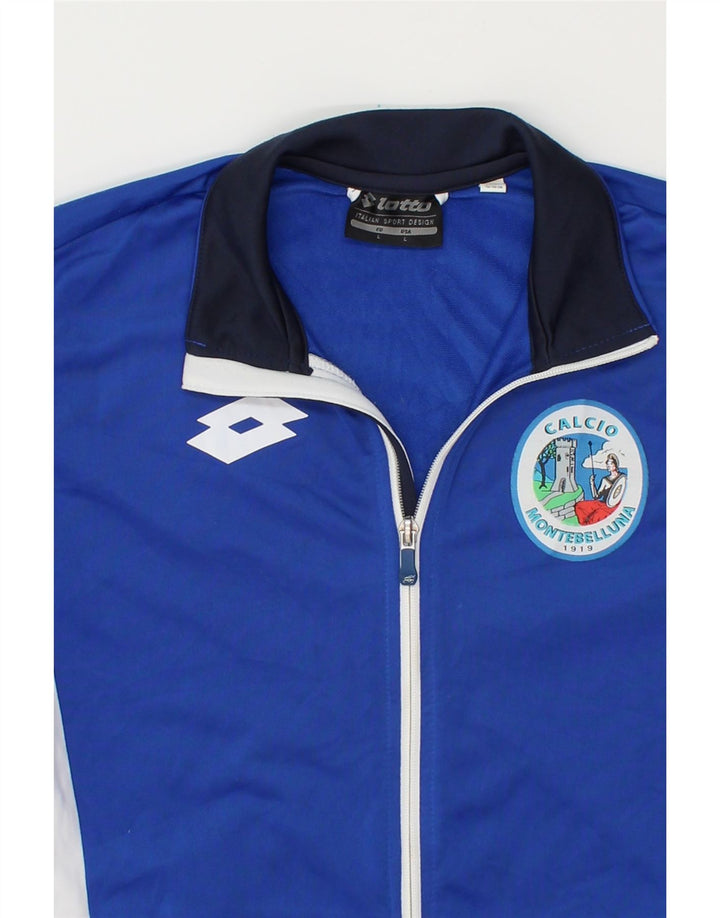 LOTTO Boys Graphic Tracksuit Top Jacket 13-14 Years Large Blue Colourblock Vintage Lotto and Second-Hand Lotto from Messina Hembry 