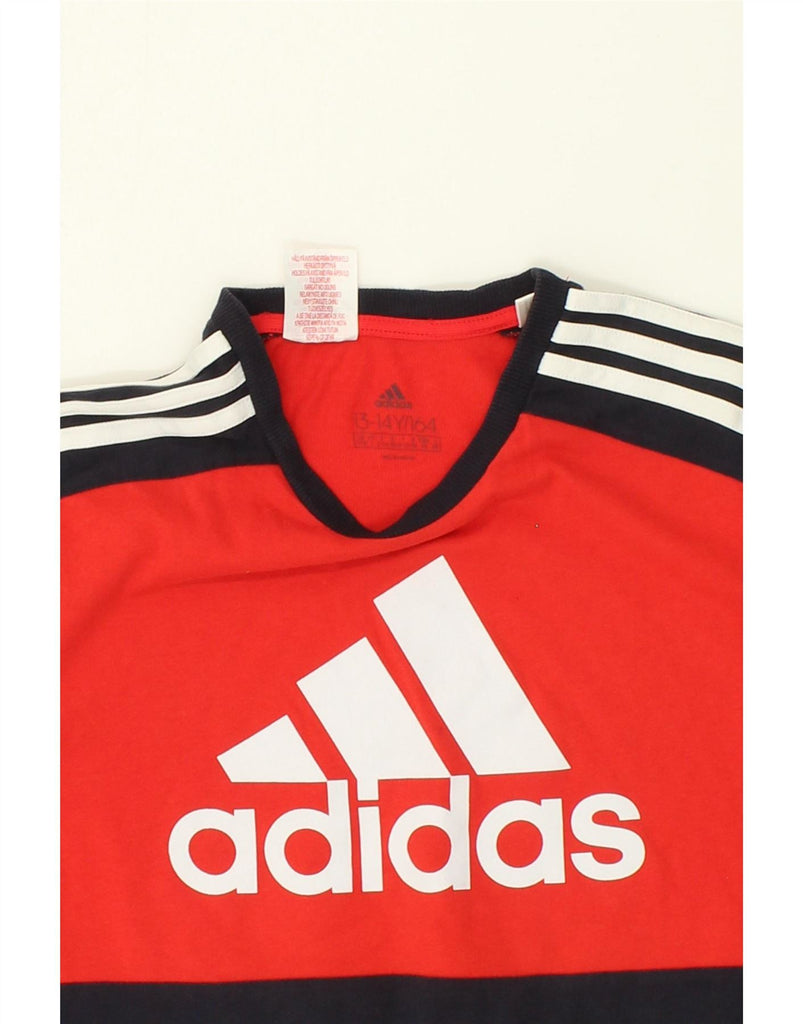 ADIDAS Boys Graphic T-Shirt Top 13-14 Years Black Colourblock Cotton Vintage Adidas and Second-Hand Adidas from Messina Hembry 