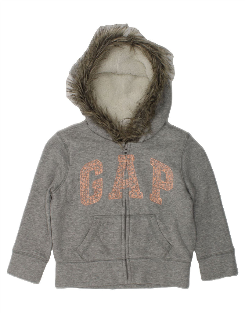 GAP Girls Graphic Zip Hoodie Sweater 4-5 Years XS  Grey Cotton | Vintage Gap | Thrift | Second-Hand Gap | Used Clothing | Messina Hembry 