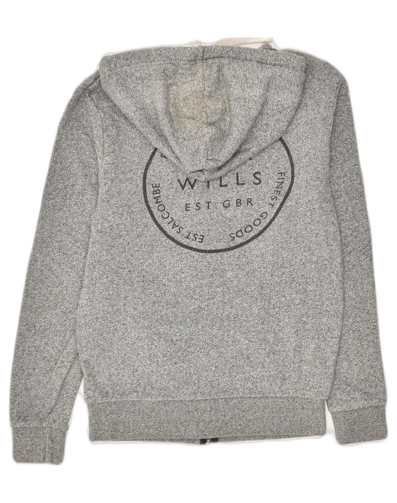 JACK WILLS Mens Graphic Zip Hoodie Sweater Small Grey Cotton | Vintage Jack Wills | Thrift | Second-Hand Jack Wills | Used Clothing | Messina Hembry 