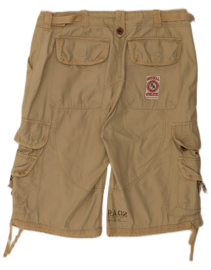 Russell Athletic Mens Cargo Shorts Large W34  Beige Cotton