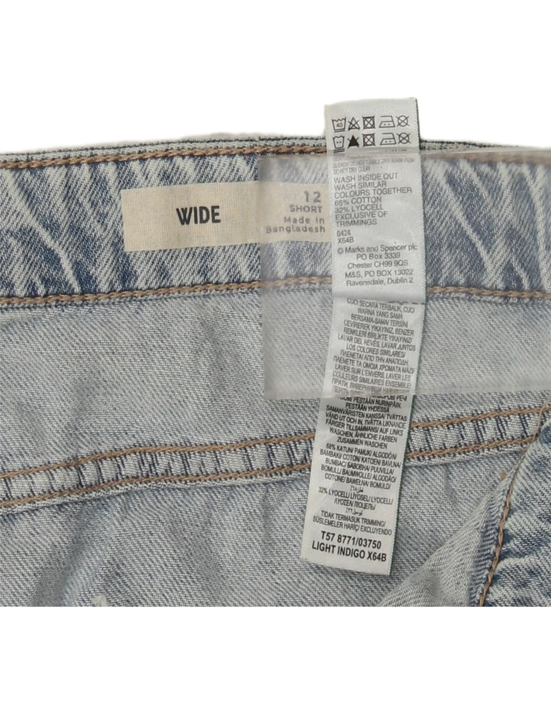 Marks & Spencer Womens Cargo Wide Leg Jeans UK 12 Medium W32 L28 Blue