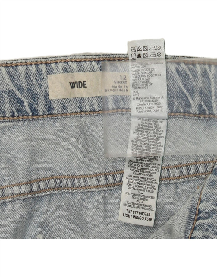 Marks & Spencer Womens Cargo Wide Leg Jeans UK 12 Medium W32 L28 Blue