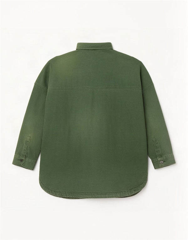 Zara Womens Oversized Denim Shirt Dress UK 10 Small Green Cotton