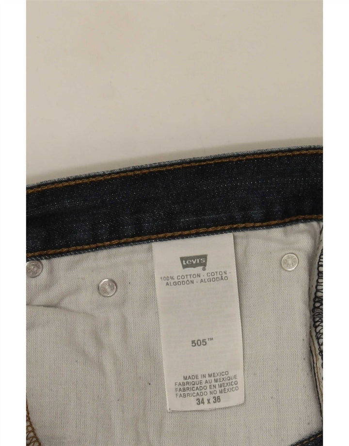 Levi's Mens 505 Straight Jeans W34 L36 Navy Blue Cotton
