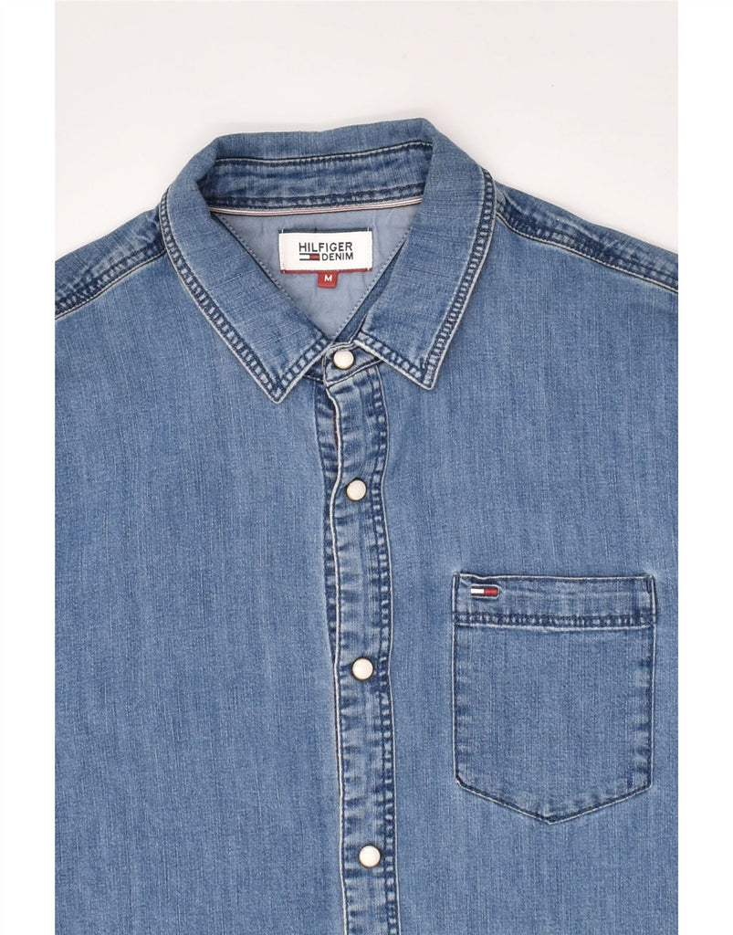 TOMMY HILFIGER Mens Denim Shirt Medium Blue Cotton | Vintage Tommy Hilfiger | Thrift | Second-Hand Tommy Hilfiger | Used Clothing | Messina Hembry 