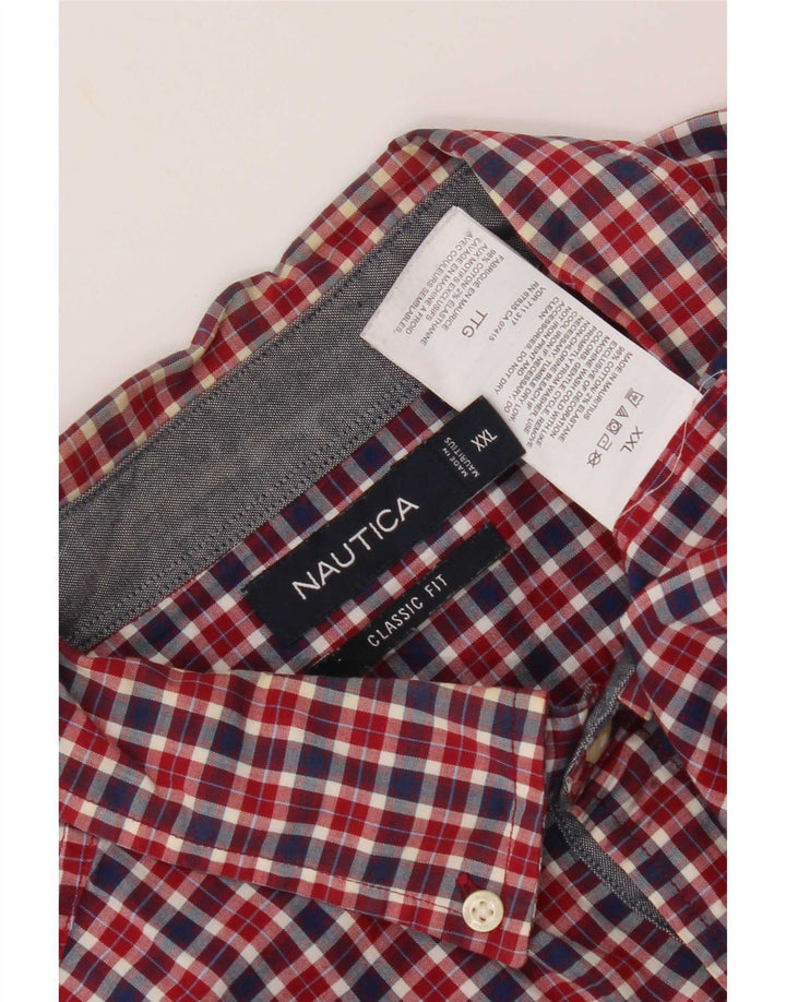 Nautica Mens Classic Fit Shirt 2XL Red Check Cotton