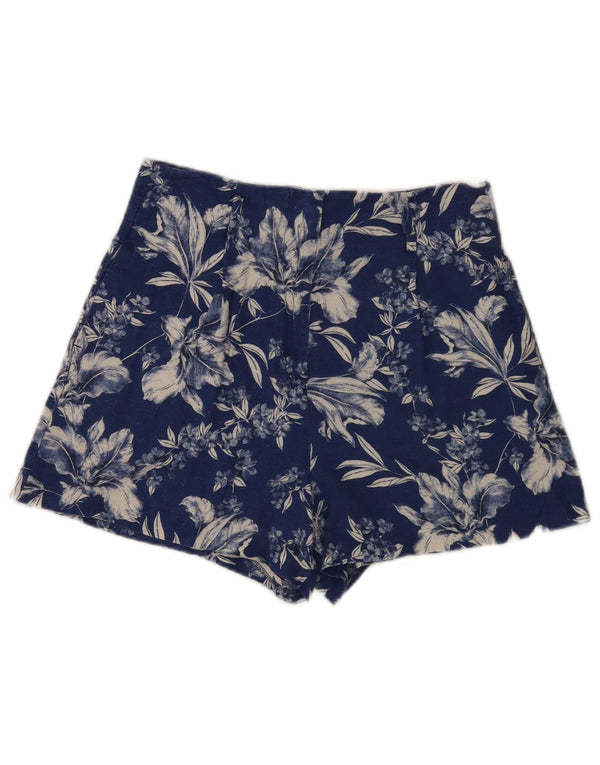 Zara Womens High Rise Hot Pants Medium W28  Blue Floral