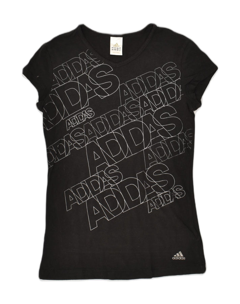 ADIDAS Womens Graphic T-Shirt Top UK 4-6 XS Black Cotton | Vintage Adidas | Thrift | Second-Hand Adidas | Used Clothing | Messina Hembry 