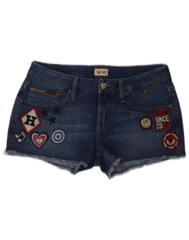 Tommy Hilfiger Womens Graphic Denim Shorts W29 Medium Blue Cotton