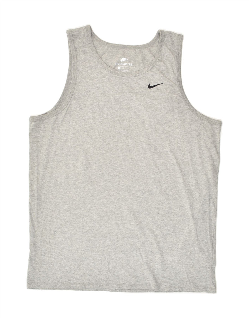 NIKE Mens Athletic Cut Vest Top Large Grey Cotton | Vintage Nike | Thrift | Second-Hand Nike | Used Clothing | Messina Hembry 