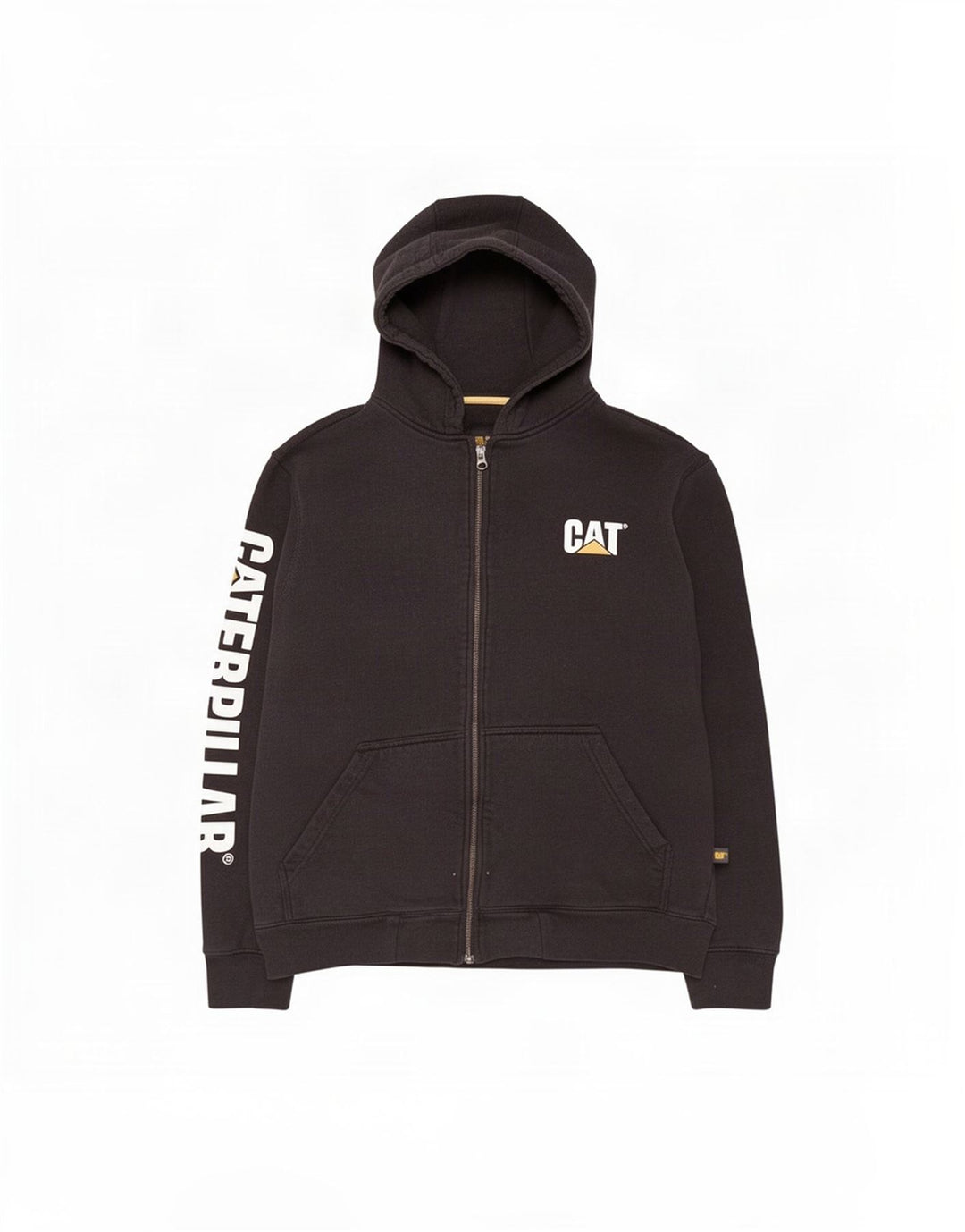 CAT Mens Graphic Zip Hoodie Sweater Large Black Cotton