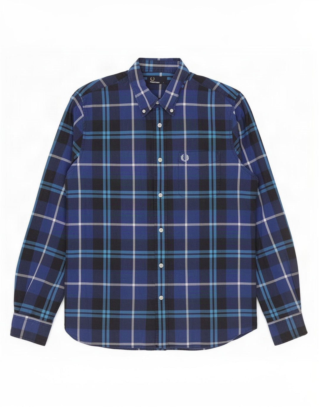 Fred Perry Mens Shirt Large Blue Check Cotton