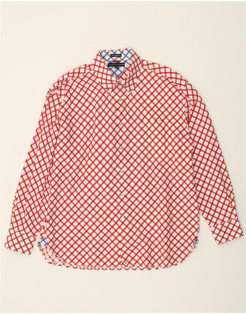 TOMMY HILFIGER Mens Shirt XL Red Check Cotton Vintage Tommy Hilfiger and Second-Hand Tommy Hilfiger from Messina Hembry 